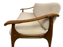 Load image into Gallery viewer, 1950s Danish White Boucle & Cherrywood Sofa