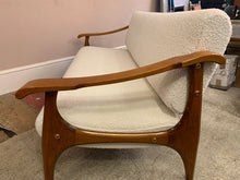 Load image into Gallery viewer, 1950s Danish White Boucle & Cherrywood Sofa
