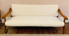 Load image into Gallery viewer, 1950s Danish White Boucle & Cherrywood Sofa