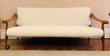 Load image into Gallery viewer, 1950s Danish White Boucle & Cherrywood Sofa