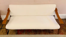 Load image into Gallery viewer, 1950s Danish White Boucle & Cherrywood Sofa