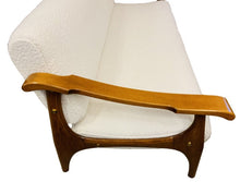 Load image into Gallery viewer, 1950s Danish White Boucle & Cherrywood Sofa
