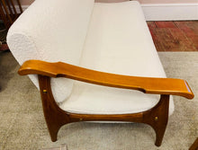 Load image into Gallery viewer, 1950s Danish White Boucle & Cherrywood Sofa