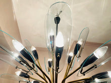 Load image into Gallery viewer, 1950s Italian Brass and Glass Leaves Chandelier