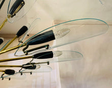 Load image into Gallery viewer, 1950s Italian Brass and Glass Leaves Chandelier