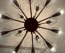 Load image into Gallery viewer, 1950s Italian Brass and Glass Leaves Chandelier
