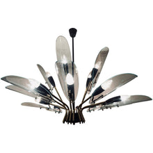 Load image into Gallery viewer, 1950s Italian Brass and Glass Leaves Chandelier
