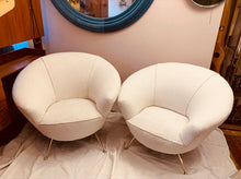 Load image into Gallery viewer, 1950s Italian Curved Armchair with Brass Legs