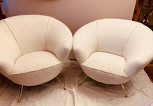 Load image into Gallery viewer, 1950s Italian Curved Armchair with Brass Legs