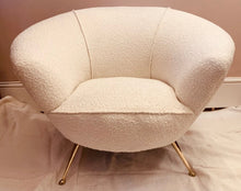 Load image into Gallery viewer, 1950s Italian Curved Armchair with Brass Legs