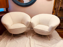 Load image into Gallery viewer, 1950s Italian Curved Armchair with Brass Legs
