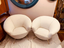 Load image into Gallery viewer, 1950s Italian Curved Armchair with Brass Legs