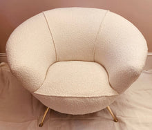 Load image into Gallery viewer, 1950s Italian Curved Armchair with Brass Legs