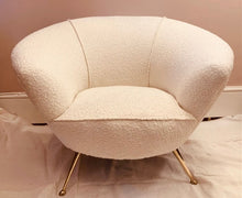 Load image into Gallery viewer, 1950s Italian Curved Armchair with Brass Legs