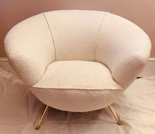 Load image into Gallery viewer, 1950s Italian Curved Armchair with Brass Legs
