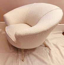 Load image into Gallery viewer, 1950s Italian Curved Armchair with Brass Legs