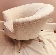 Load image into Gallery viewer, 1950s Italian Curved Armchair with Brass Legs