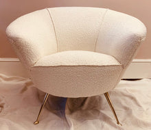 Load image into Gallery viewer, 1950s Italian Curved Armchair with Brass Conical Legs