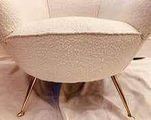 Load image into Gallery viewer, 1950s Italian Curved Armchair with Brass Conical Legs