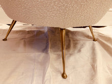 Load image into Gallery viewer, 1950s Italian Curved Armchair with Brass Conical Legs
