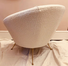 Load image into Gallery viewer, 1950s Italian Curved Armchair with Brass Conical Legs