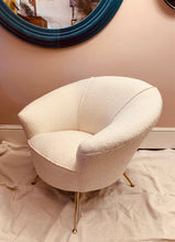 Load image into Gallery viewer, 1950s Italian Curved Armchair with Brass Conical Legs