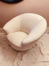 Load image into Gallery viewer, 1950s Italian Curved Armchair with Brass Conical Legs