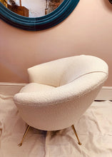 Load image into Gallery viewer, 1950s Italian Curved Armchair with Brass Conical Legs