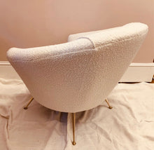 Load image into Gallery viewer, 1950s Italian Curved Armchair with Brass Conical Legs