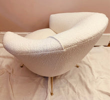 Load image into Gallery viewer, 1950s Italian Curved Armchair with Brass Conical Legs