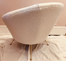 Load image into Gallery viewer, 1950s Italian Curved Armchair with Brass Conical Legs