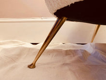 Load image into Gallery viewer, 1950s Italian Curved Armchair with Brass Conical Legs
