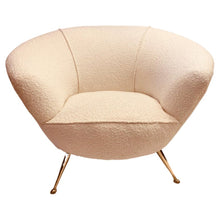 Load image into Gallery viewer, 1950s Italian Curved Armchair with Brass Legs