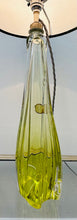 Load image into Gallery viewer, 1950s Val St Lambert Lime Green Glass Table Lamp