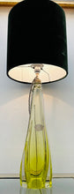Load image into Gallery viewer, 1950s Val St Lambert Lime Green Glass Table Lamp