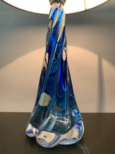Load image into Gallery viewer, 1950s Val St Lambert Blue Twisted Glass Lamp Base