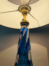 Load image into Gallery viewer, 1950s Val St Lambert Blue Twisted Glass Lamp Base