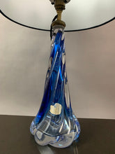 Load image into Gallery viewer, 1950s Val St Lambert Blue Twisted Glass Lamp Base