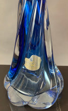 Load image into Gallery viewer, 1950s Val St Lambert Blue Twisted Glass Lamp Base
