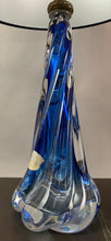 Load image into Gallery viewer, 1950s Val St Lambert Blue Twisted Glass Lamp Base
