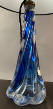 Load image into Gallery viewer, 1950s Val St Lambert Blue Twisted Glass Lamp Base