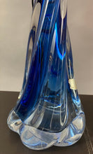 Load image into Gallery viewer, 1950s Val St Lambert Blue Twisted Glass Lamp Base