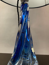 Load image into Gallery viewer, 1950s Val St Lambert Blue Twisted Glass Lamp Base