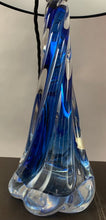 Load image into Gallery viewer, 1950s Val St Lambert Blue Twisted Glass Lamp Base