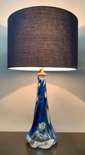 Load image into Gallery viewer, 1950s Val St Lambert Blue Twisted Glass Lamp Base
