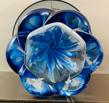 Load image into Gallery viewer, 1950s Val St Lambert Blue Twisted Glass Lamp Base