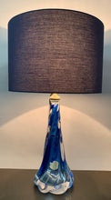 Load image into Gallery viewer, 1950s Val St Lambert Blue Twisted Glass Lamp Base
