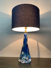 Load image into Gallery viewer, 1950s Val St Lambert Blue Twisted Glass Lamp Base