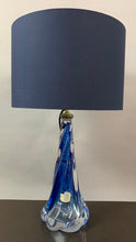 Load image into Gallery viewer, 1950s Val St Lambert Blue Twisted Glass Lamp Base