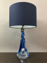 Load image into Gallery viewer, 1950s Val St Lambert Blue Twisted Glass Lamp Base